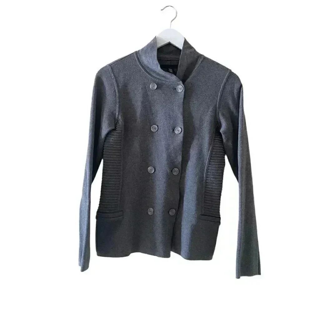 Kenneth Cole Cotton Blend Military Buttons Gray Warm Cozy Women’s Sweater SZ PM